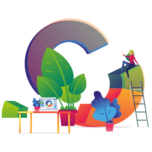 Ilustração de conteúdo digital e crescimento orgânico de uma marca.