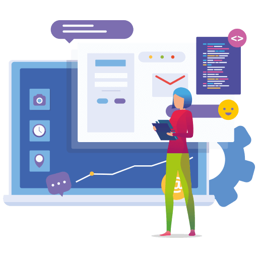 Profissional a planear o design e desenvolvimento de um website.